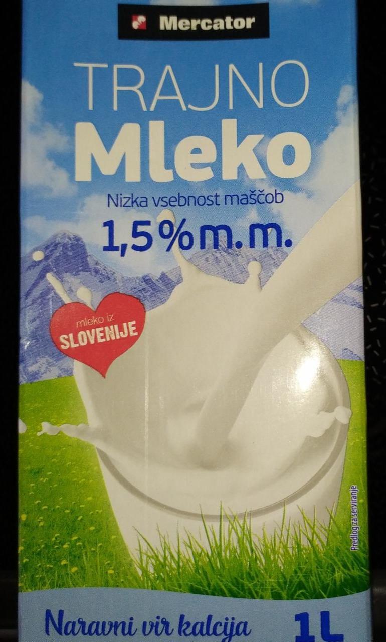 Fotografie - Trajno mleko 1,5% Mercator