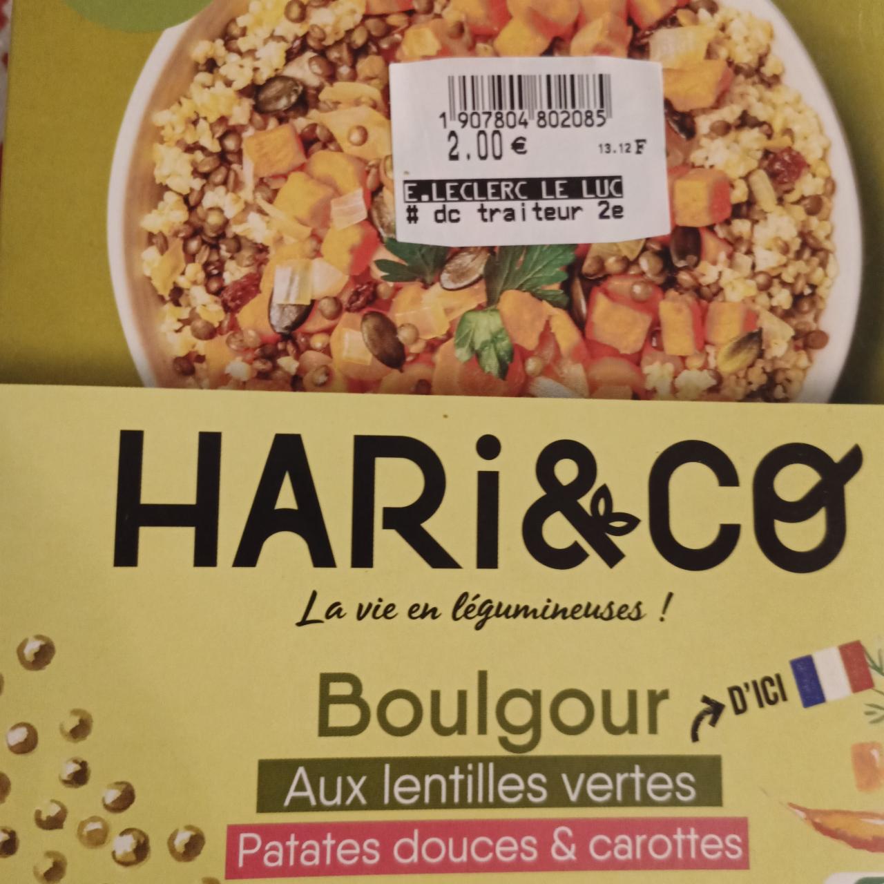 Fotografie - Boulgour aux lentilles vertes Patates douces & carottes Hari&Co