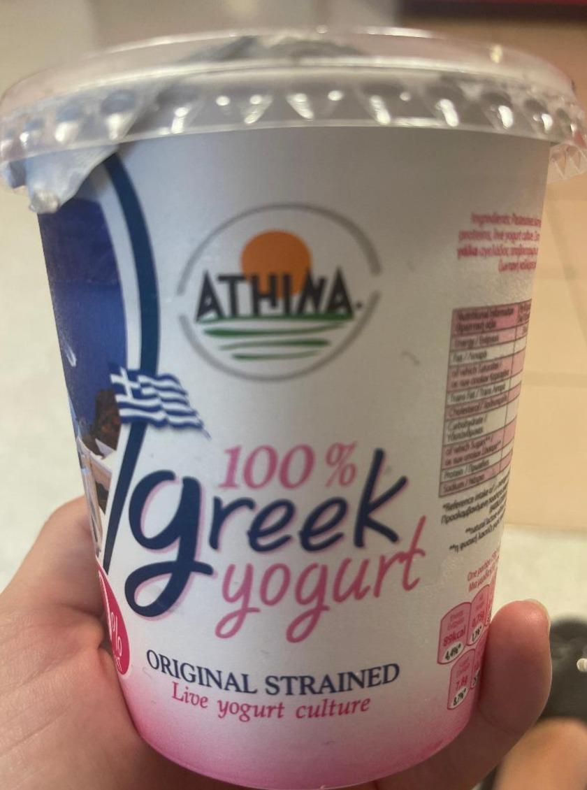 Fotografie - 100% Greek yoghurt original strained 0% fat Athina
