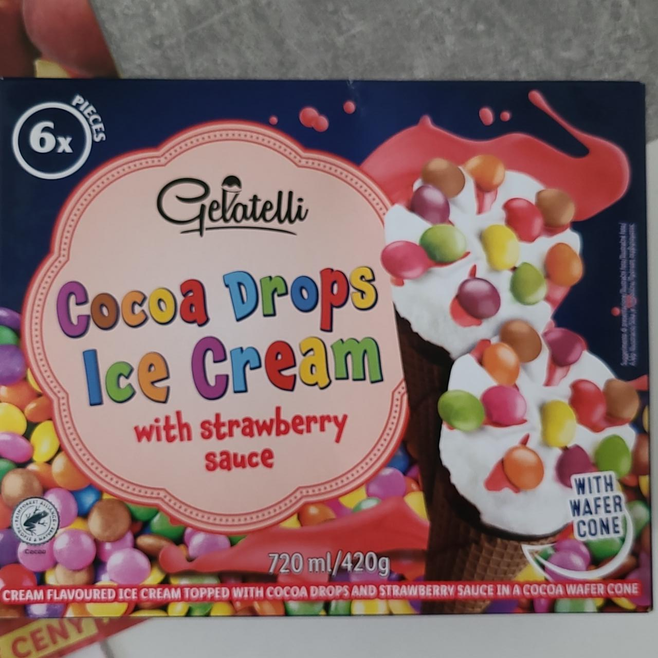 Fotografie - coca drops ice cream with strawberry sauce Gelatelli