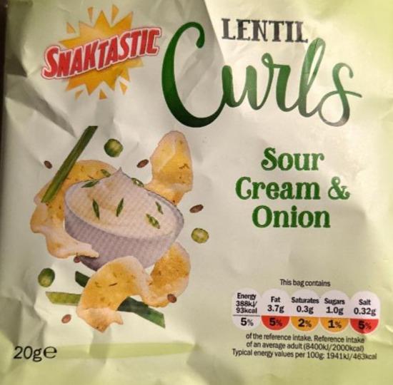 Fotografie - Lentil Curls Sour cream & Onion Snaktastic