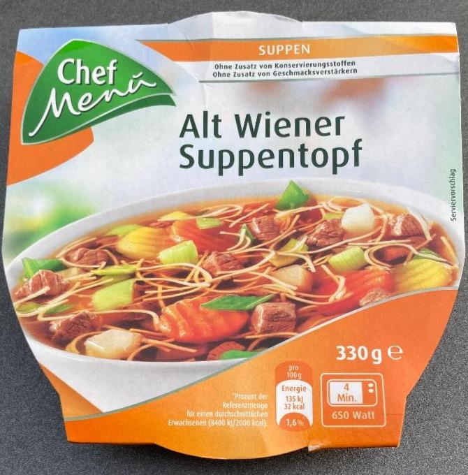 Fotografie - Alt Wiener Suppentopf, hovězí vývar s nudlemi a zeleninou Chef Menü