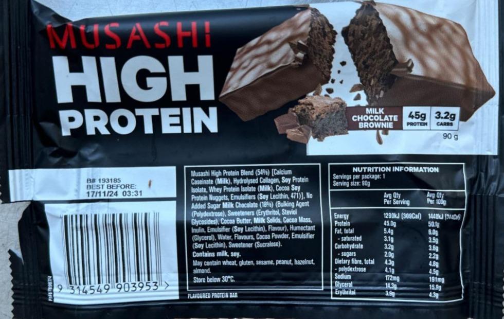 Fotografie - High protein Milk chocolate brownie Musashi