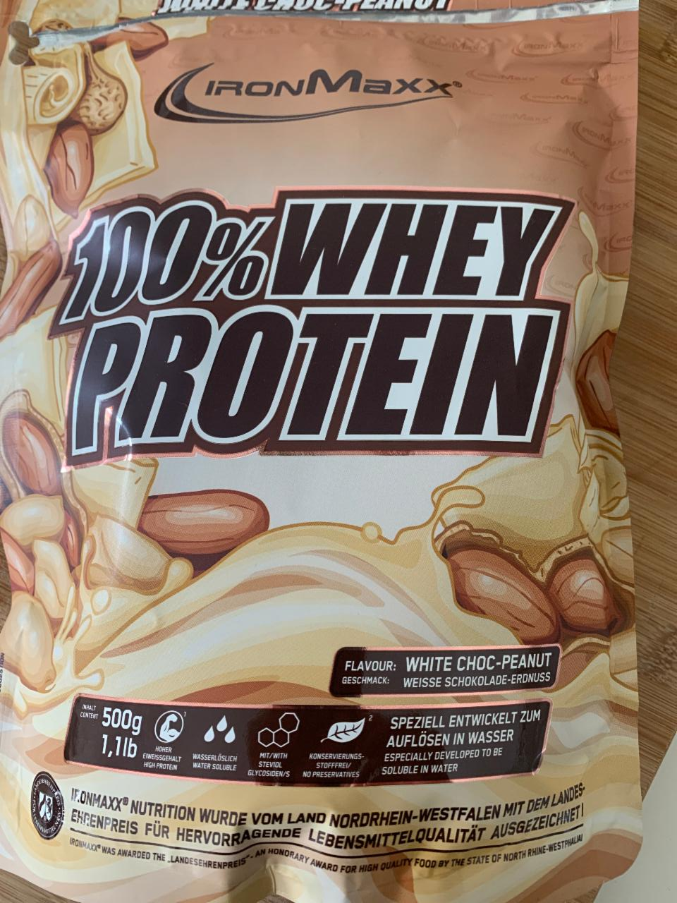 Fotografie - 100% Whey Protein White choc-peanut IronMaxx