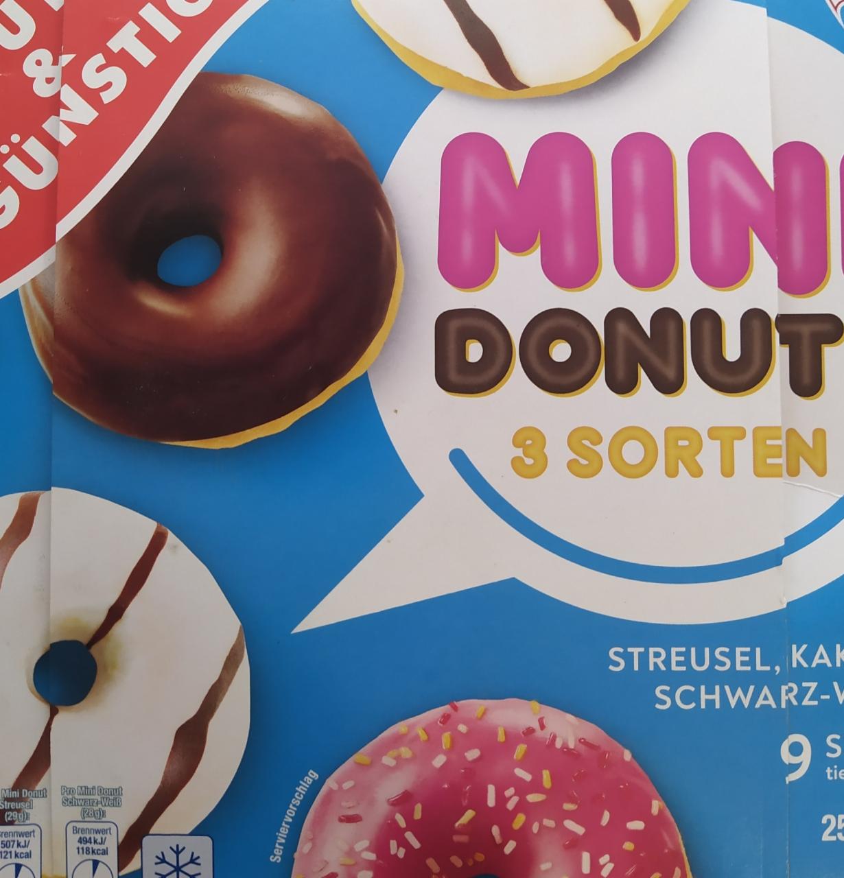Fotografie - Mini Donuts 3 sorten růžový Gut & Günstig