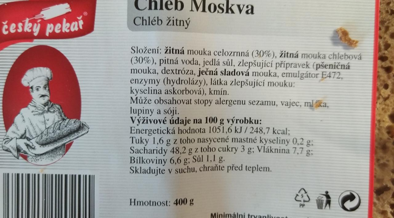 Fotografie - Chléb Moskva žitný Český pekař