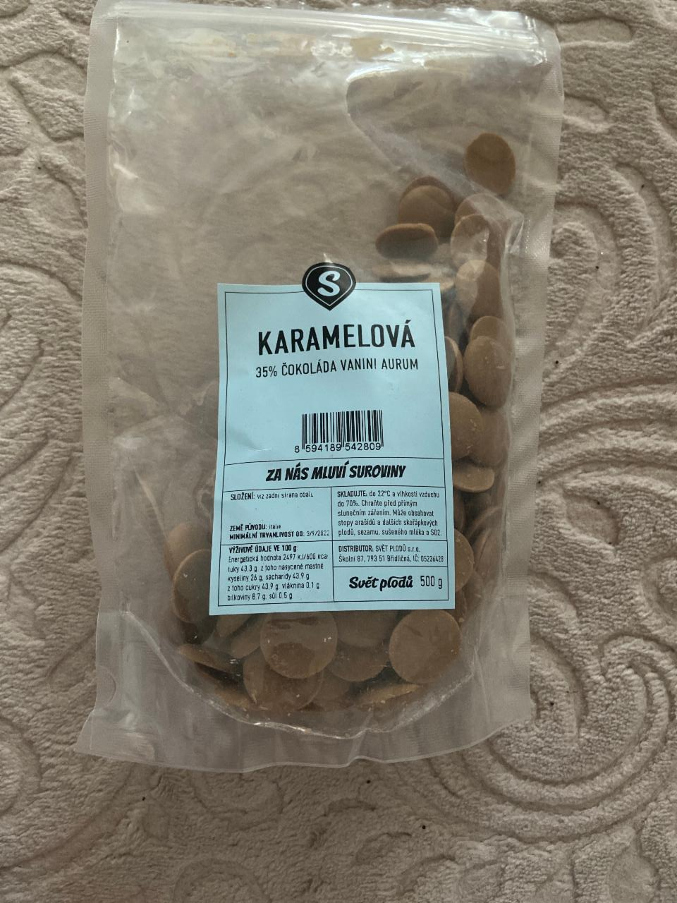 Fotografie - Karamelová 35% čokoláda Vanini aurum Svět plodů