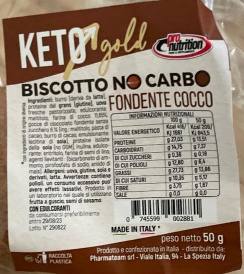 Fotografie - Bicotto no carbo Fondente Cocco KetoGold pro nutrition