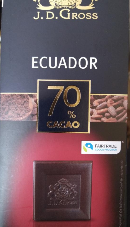 Fotografie - Edel-Bitter-Schokolade Ecuador 70% Kakao - J.D. Gross