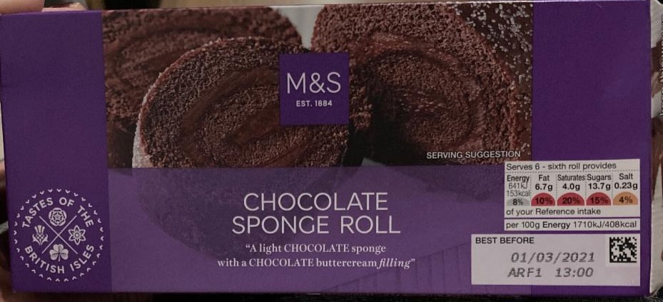 Fotografie - Chocolate Sponge Roll M&S
