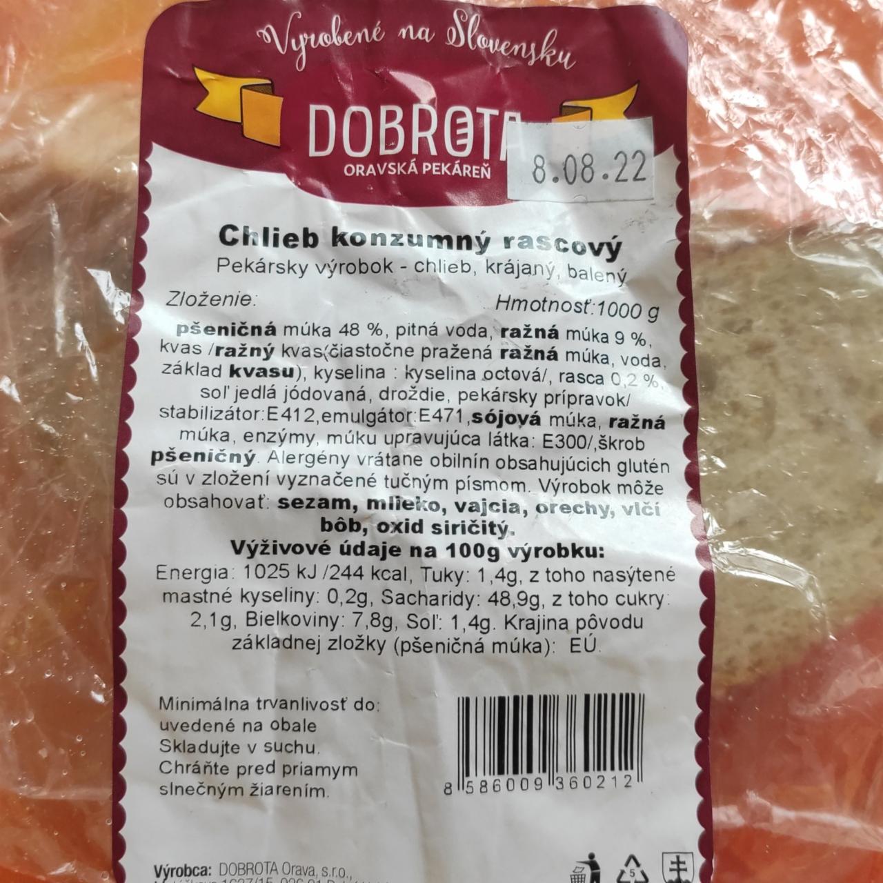 Fotografie - Chlieb konzumný rascový Dobrota Oravská pekáreň