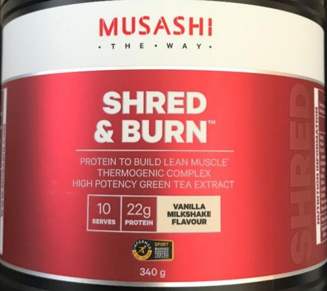 Fotografie - Shred & Burn Vanilla Milkshake Flavour Musashi