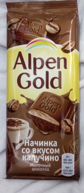 Fotografie - Čokoládová nádivka s příchutí cappuccina Alpen Gold Alpen Gold