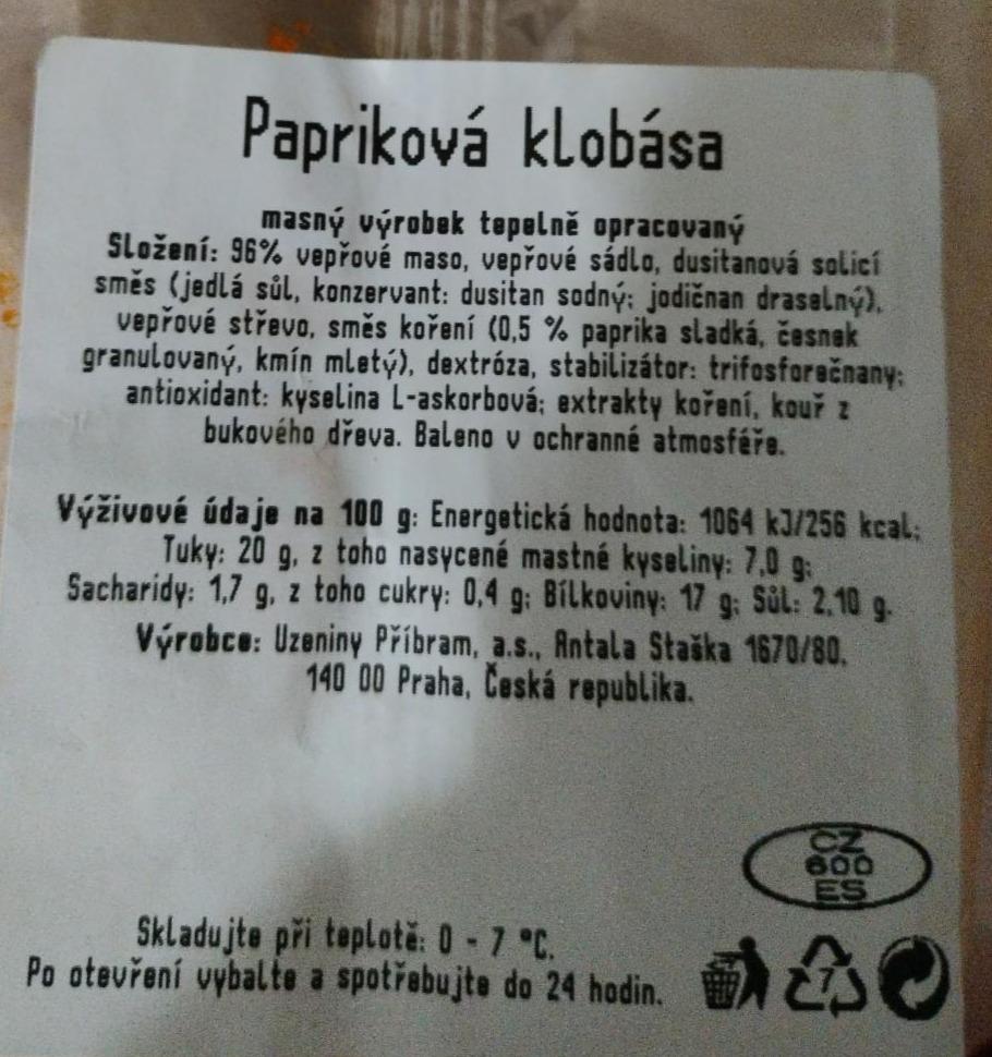 Fotografie - papriková klobása Čerstvá porce