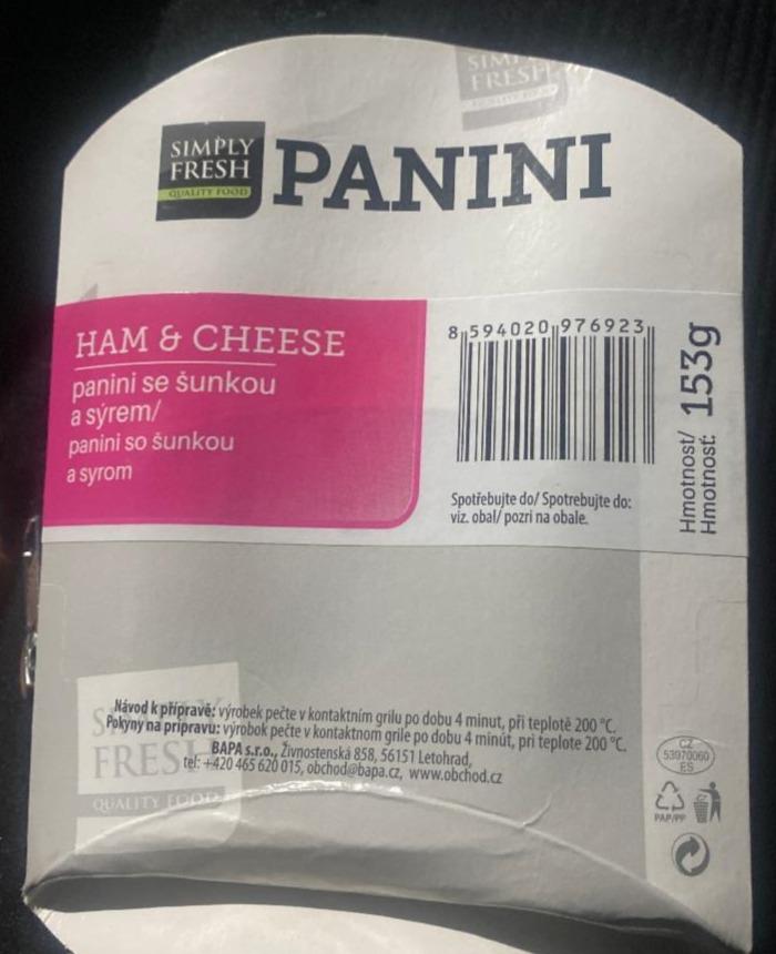 Fotografie - Panini Ham & Cheese Simply Fresh