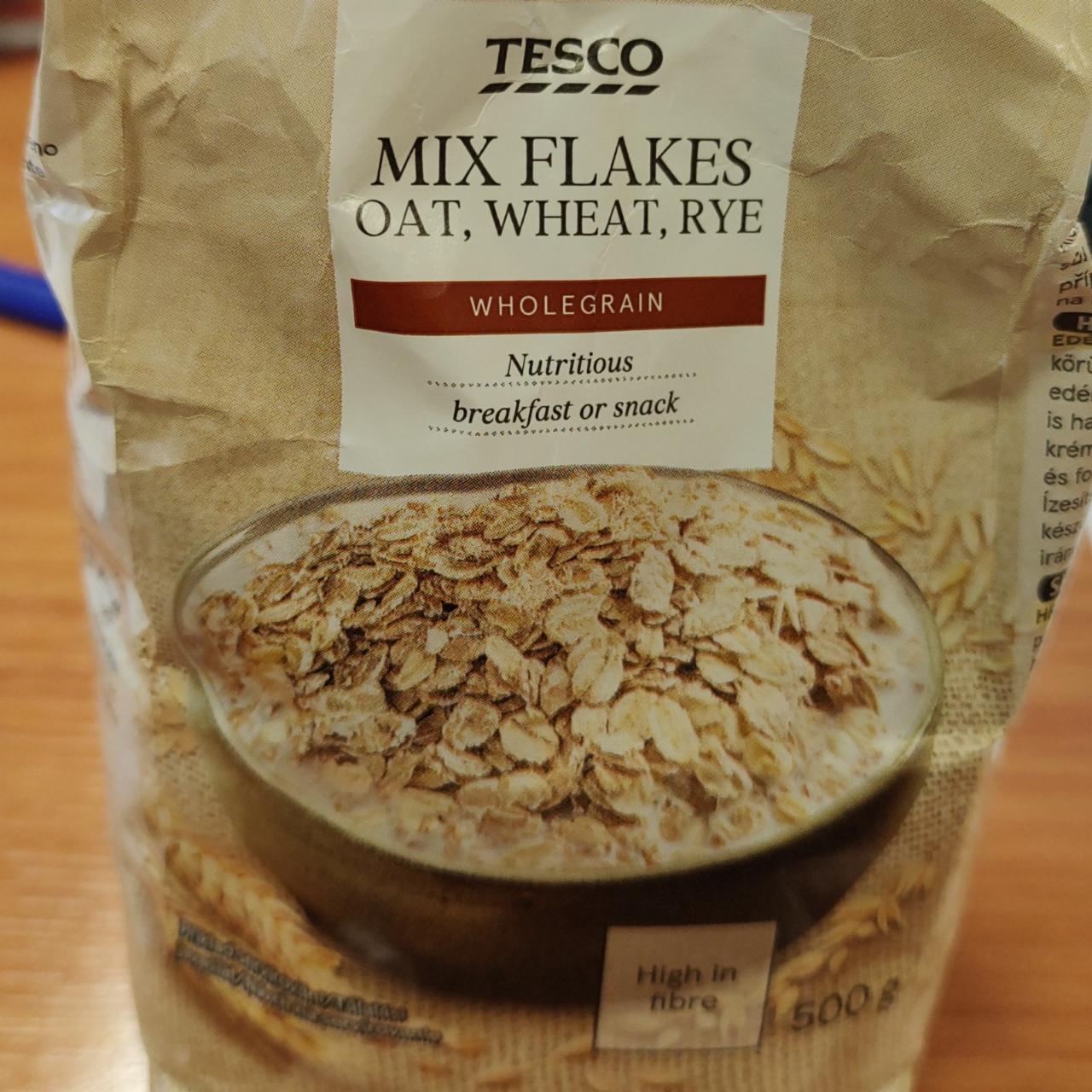 Fotografie - Mix flakes oat, wheat, rye Wholegrain Tesco