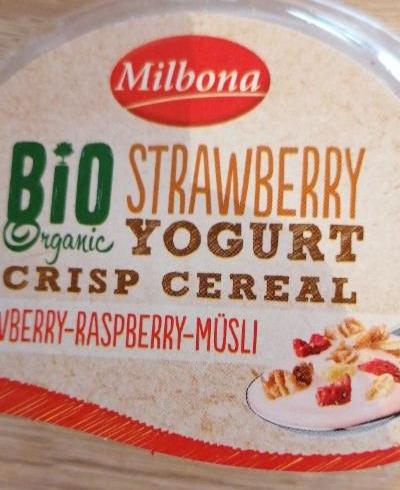 Fotografie - Bio organic strawberry yogurt crisp cereal strawberry-raspberry-müsli Milbona