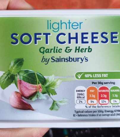Fotografie - Light Garlic & Herb Soft Cheese - Sainsbury's