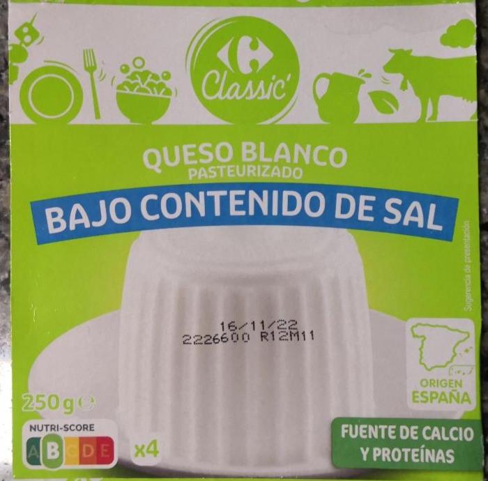 Fotografie - Queso Blanco Bajo Contenido de Sal Carrefour Classic'
