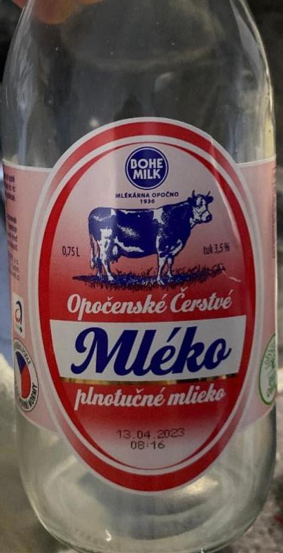 Fotografie - Opočenské čerstvé mléko plnotučné 3,5% Bohemilk