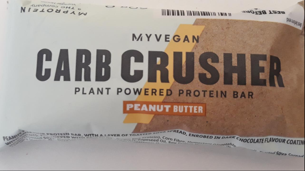 Fotografie - CARB CRUSHER plant powered protein bar peanut butter -Myprotein