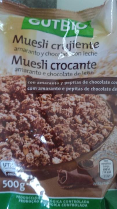 Fotografie - Muesli crujiente amaranto y chocolate con leche GutBio
