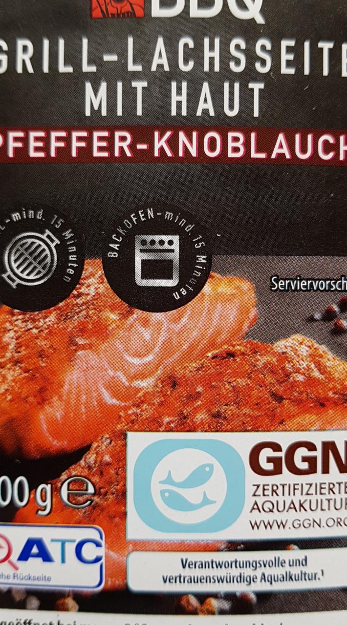 Fotografie - Grill Lachsseite mit Haut Pfeffer-Knoblauch BBQ