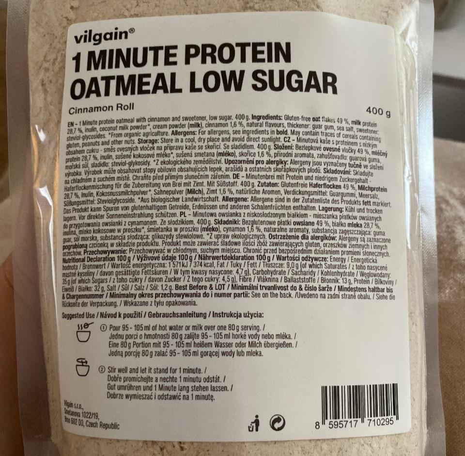 Fotografie - 1 Minute Protein Oatmeal low sugar Cinnamon Roll Vilgain