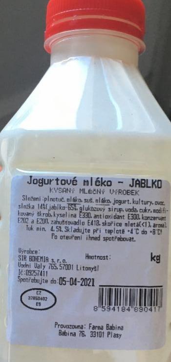 Fotografie - Jogurtové mléko JABLKO farma Babina