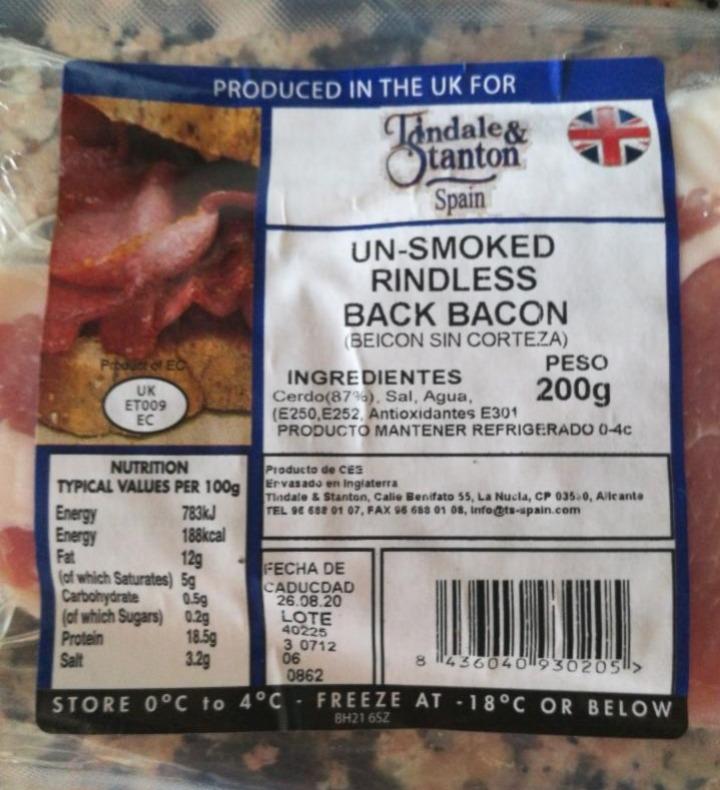 Fotografie - Un-smoked Rindless Bacon Tindale & Stanton