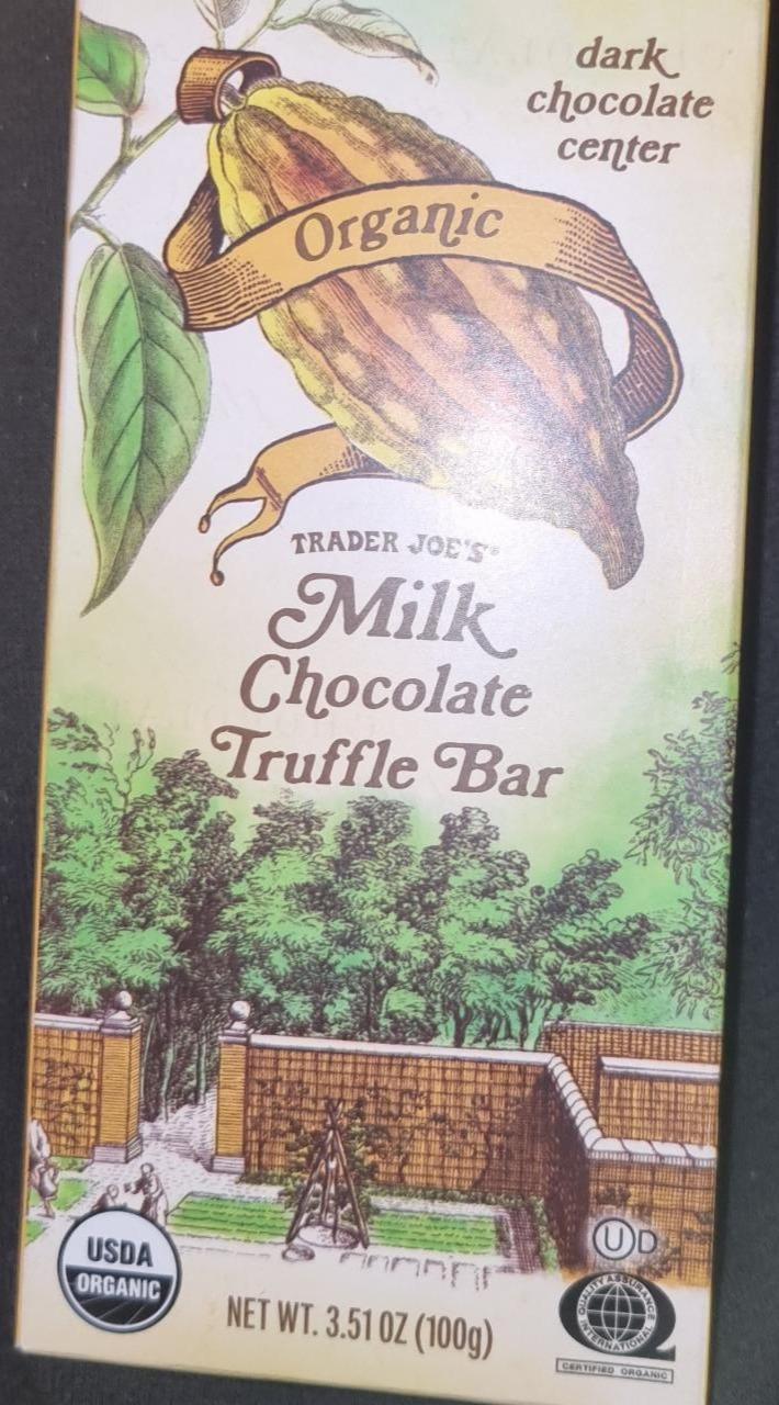 Fotografie - Organic Milk Chocolate Truffle Bar Trader Joe's