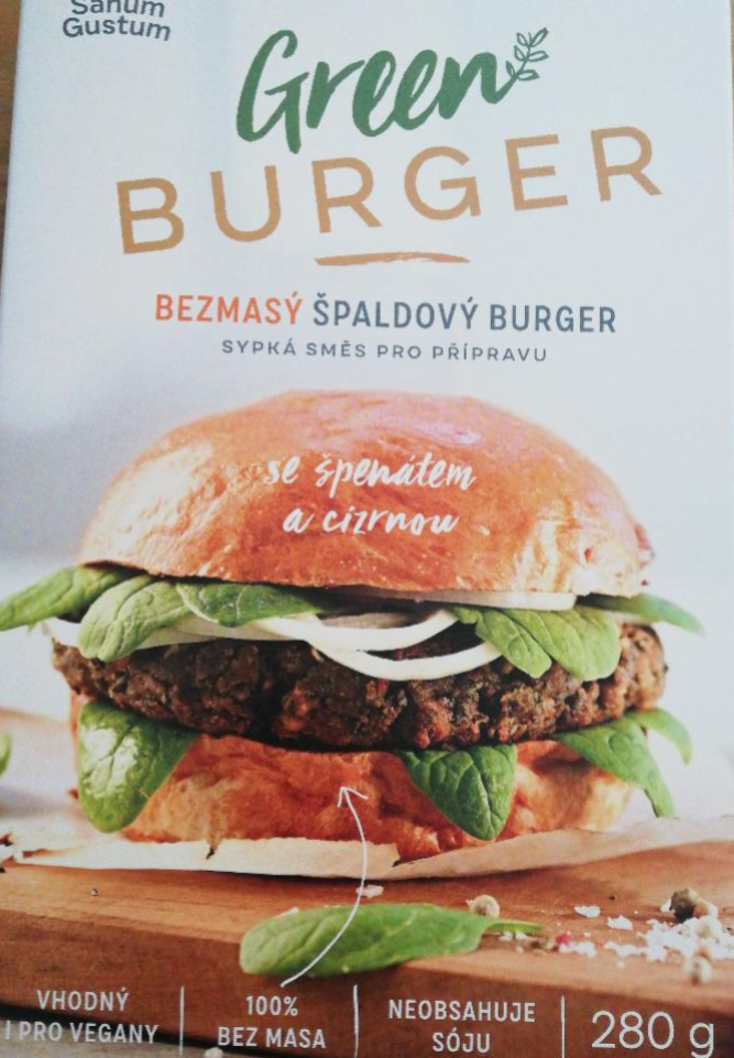 Fotografie - Bezmasý špaldový burger se špenátem a cizrnou Sanum Gustum