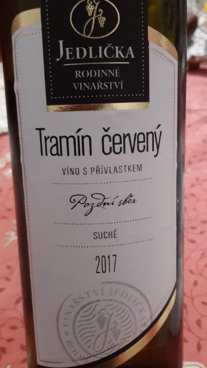 Fotografie - Tramín Červený pozdní sběr 2017 Rodinné vinařství Jedlička