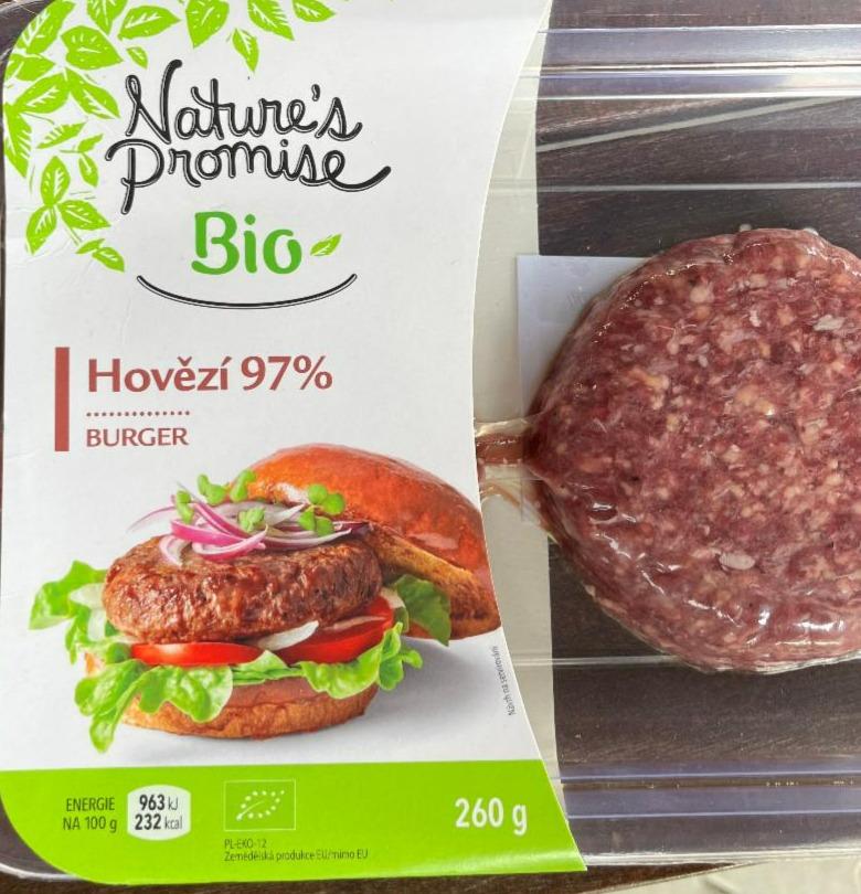 Fotografie - Bio Hovězí 97% burger Nature's Promise