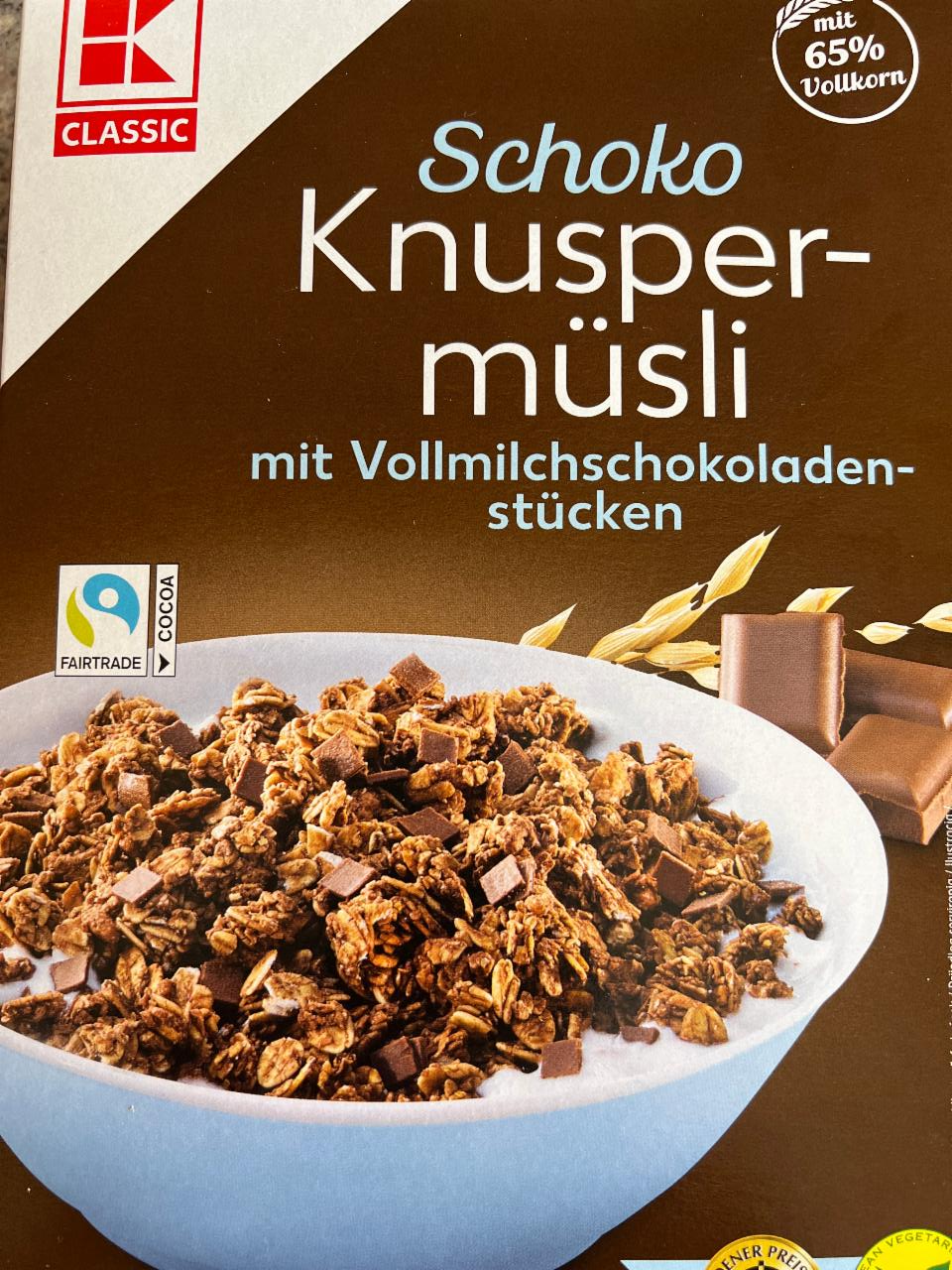 Fotografie - Schoko Knusper-müsli mit Vollmilchschokoladen-stücken K-Classic