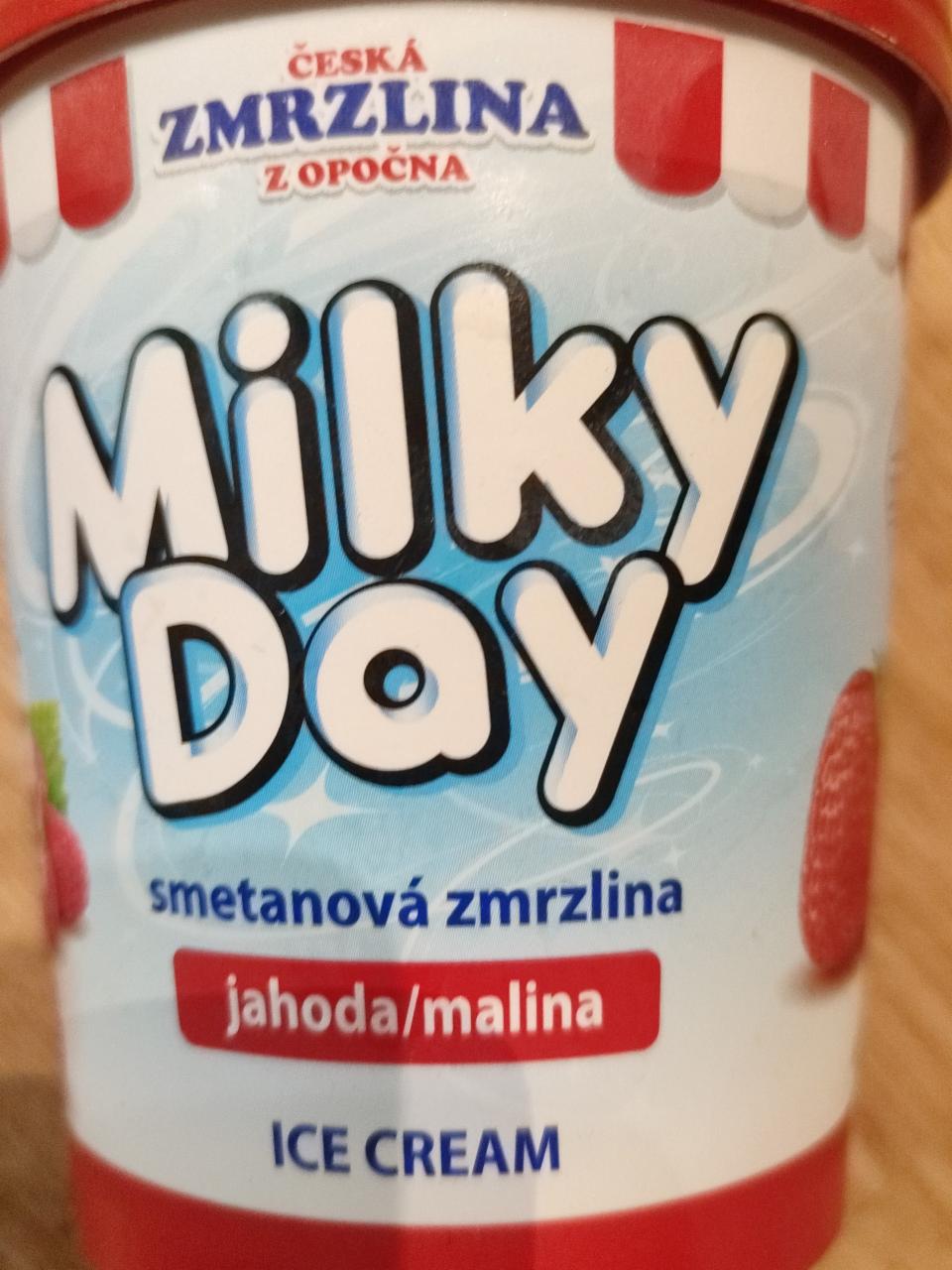 Fotografie - Milky Day smetanová zmrzlina jahoda/malina Česká zmrzlina z Opočna
