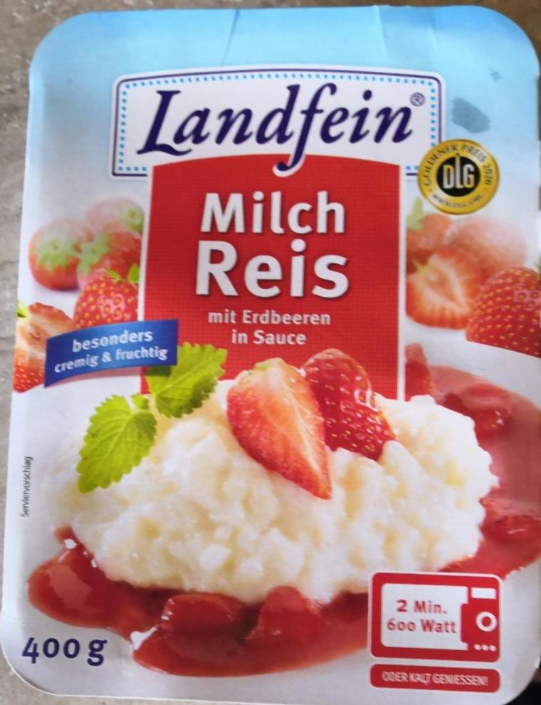 Fotografie - Milch Reis mit Erdbeeren in Sauce Landfein