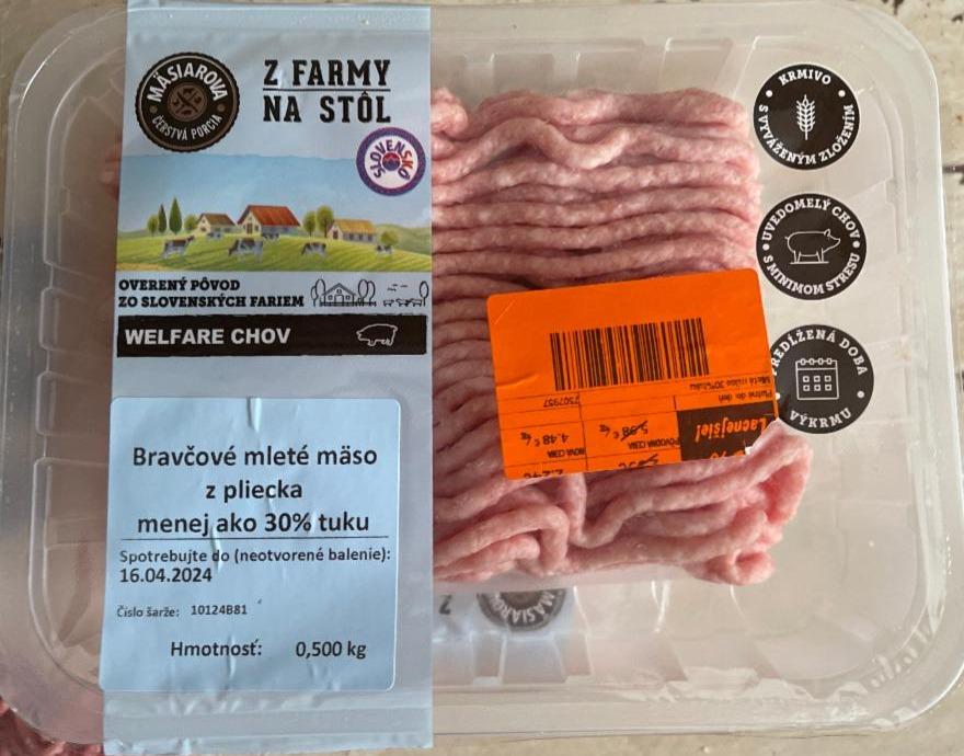 Fotografie - Bravčové mleté mäso z pliecka 30% tuku Mäsiarova čerstvá porcia