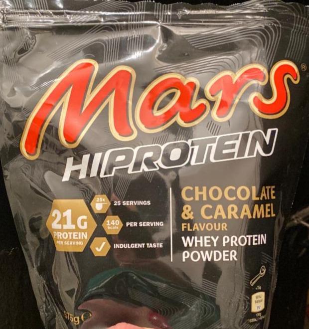 Fotografie - whey protein powder chocolate caramel Mars Hiprotein