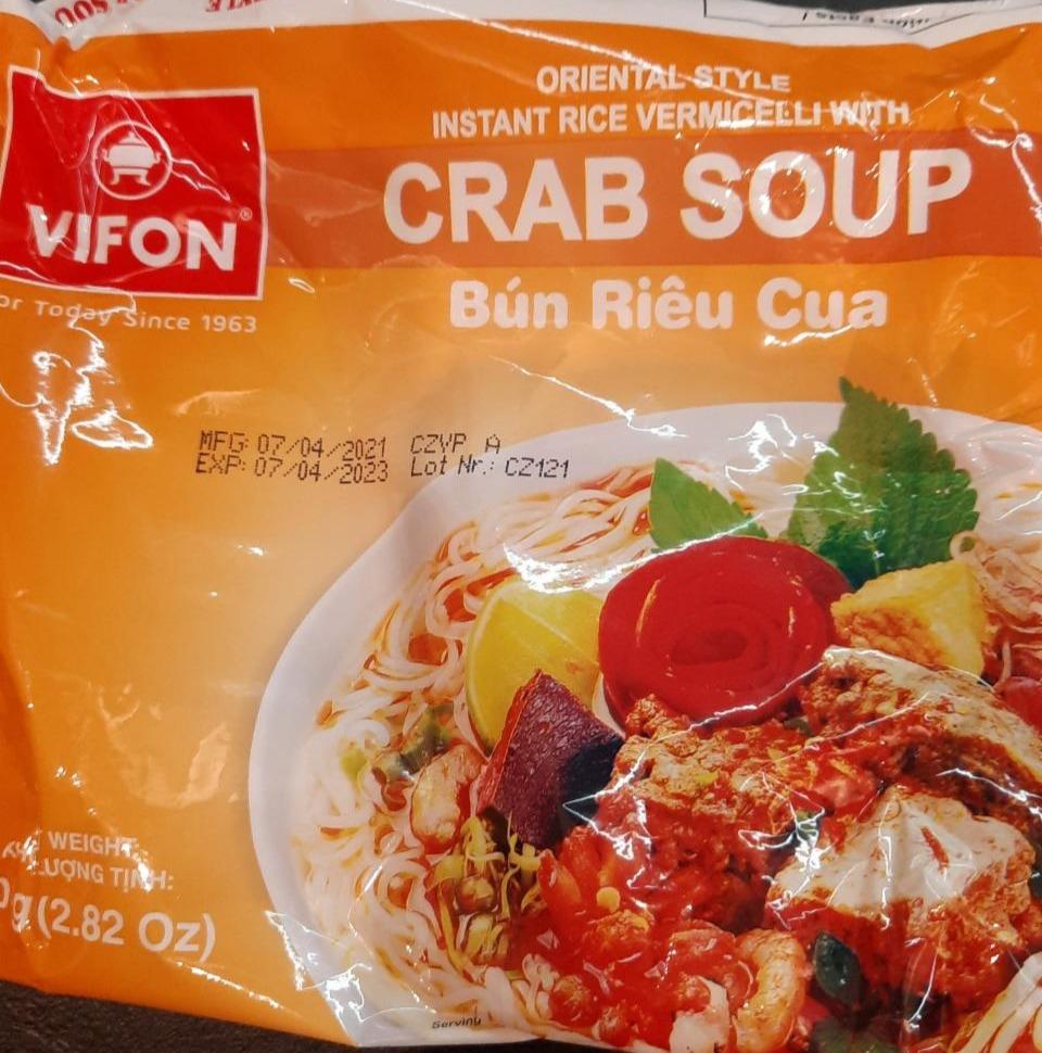 Fotografie - Bánh Da Cua Instantní nudlová polévka s hnědými rýžovými nudlemi s krabí příchutí Vifon