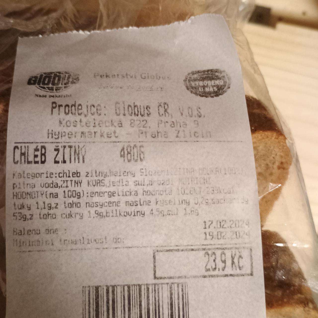 Fotografie - Chleba žitný Globus pekařství