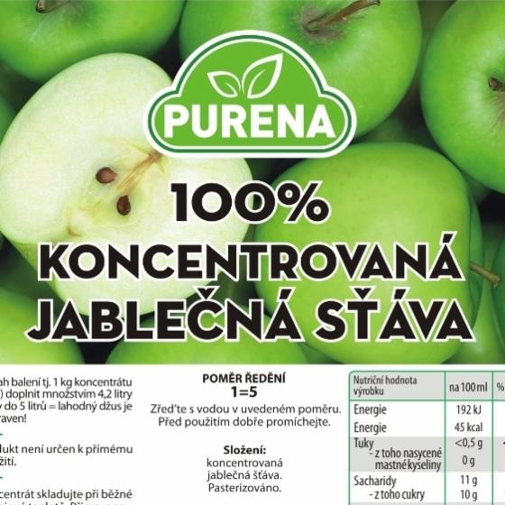 Fotografie - koncentrovaná jablečná šťáva 100% Purena