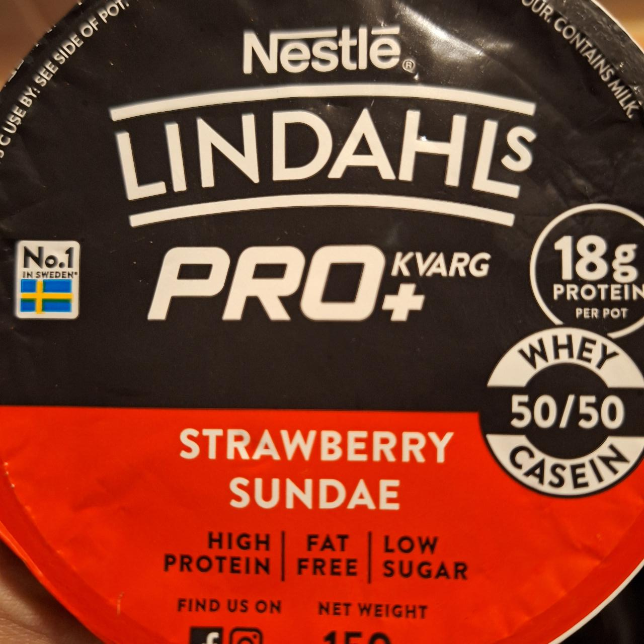 Fotografie - Lindahls Pro+ Kvarg Strawberry Sundae Nestlé