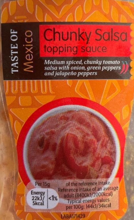 Fotografie - Chunky Salsa topping sauce Taste of Mexico Lidl