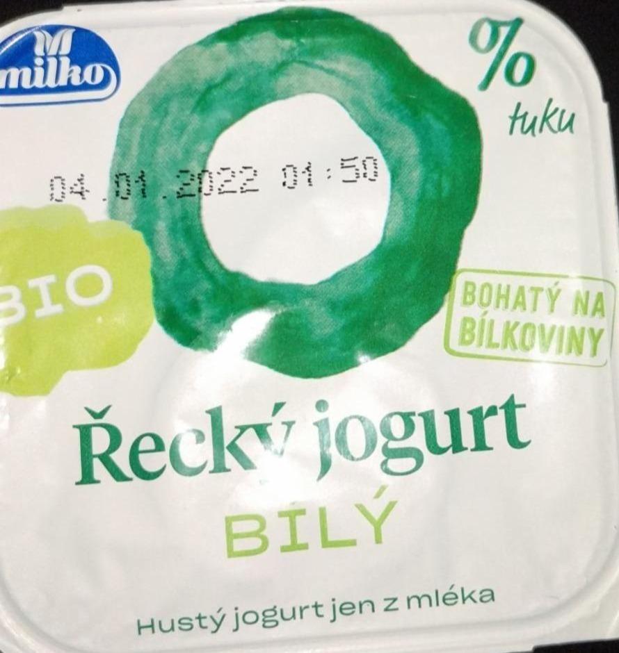 Fotografie - Bio Řecký jogurt bílý 0% tuku Milko