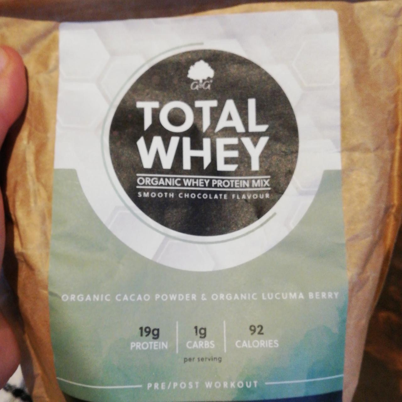 Fotografie - Total whey organic protein mix Smooth chocolate flavour G&G