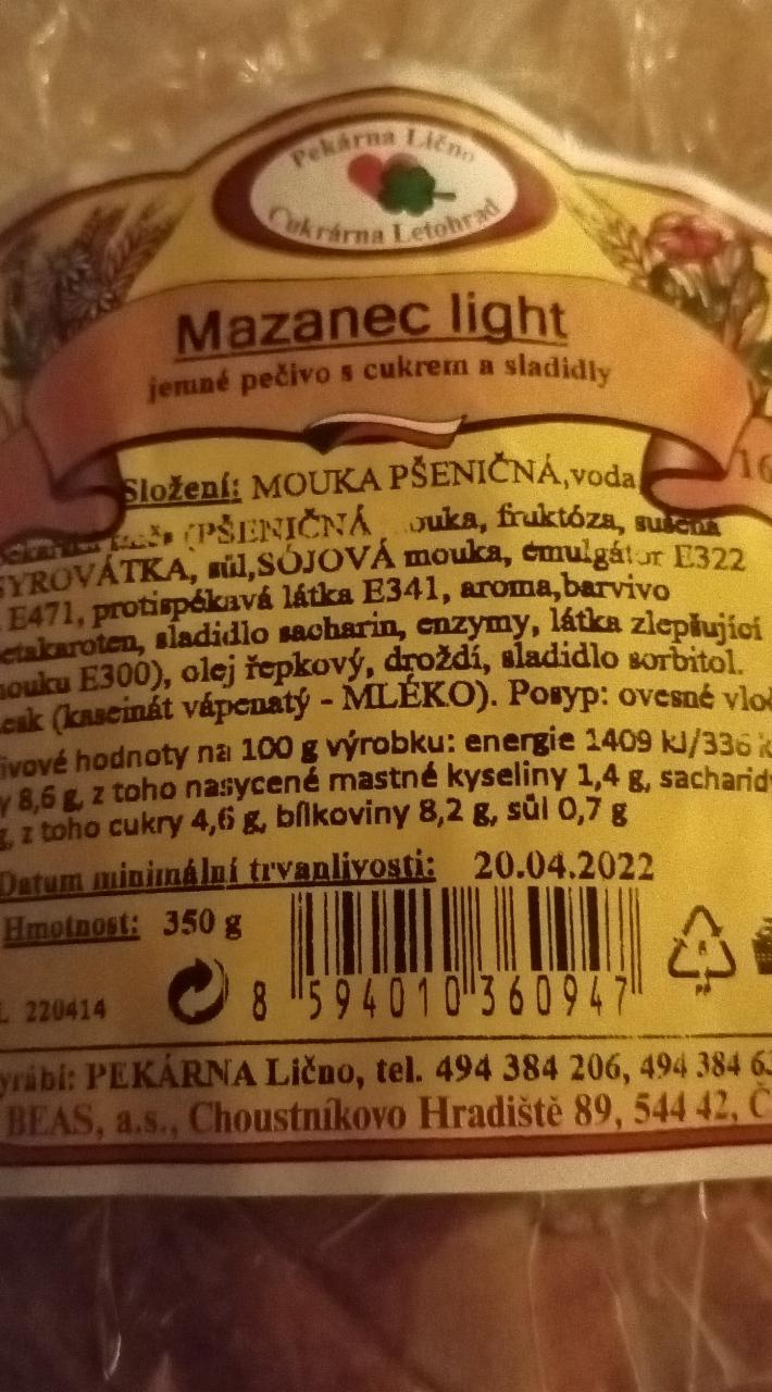 Fotografie - Mazanec light jemné pečivo s cukrem a sladidly Pekárna Lično