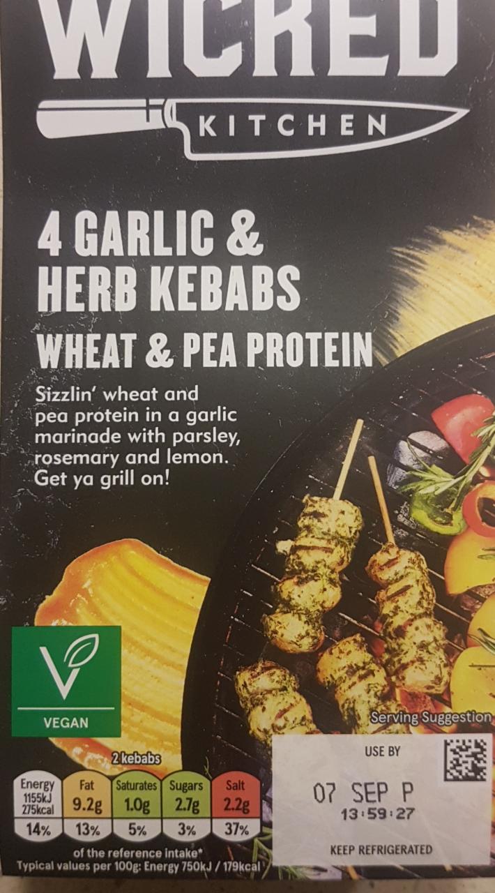 Fotografie - 4 garlic & herb kebabs wheat & pea protein Wicked Kitchen