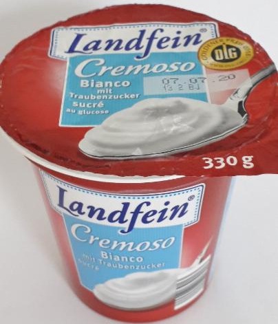 Fotografie - Landfein Cremoso Bianco jogurt bílý s hroznovým cukrem
