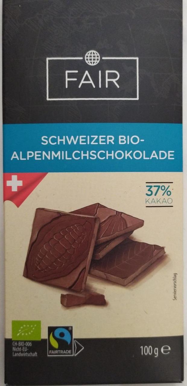Fotografie - Schweizer Bio-Alpenmilchschokolade 37% Kakao FAIR
